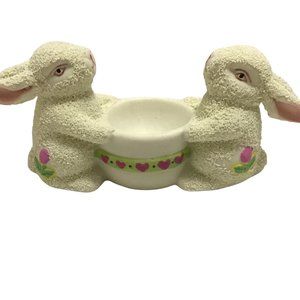 Bunny Rabbit Egg Cup Pebble Sand Glaze Porcelain Bisque in Original Box Vintage